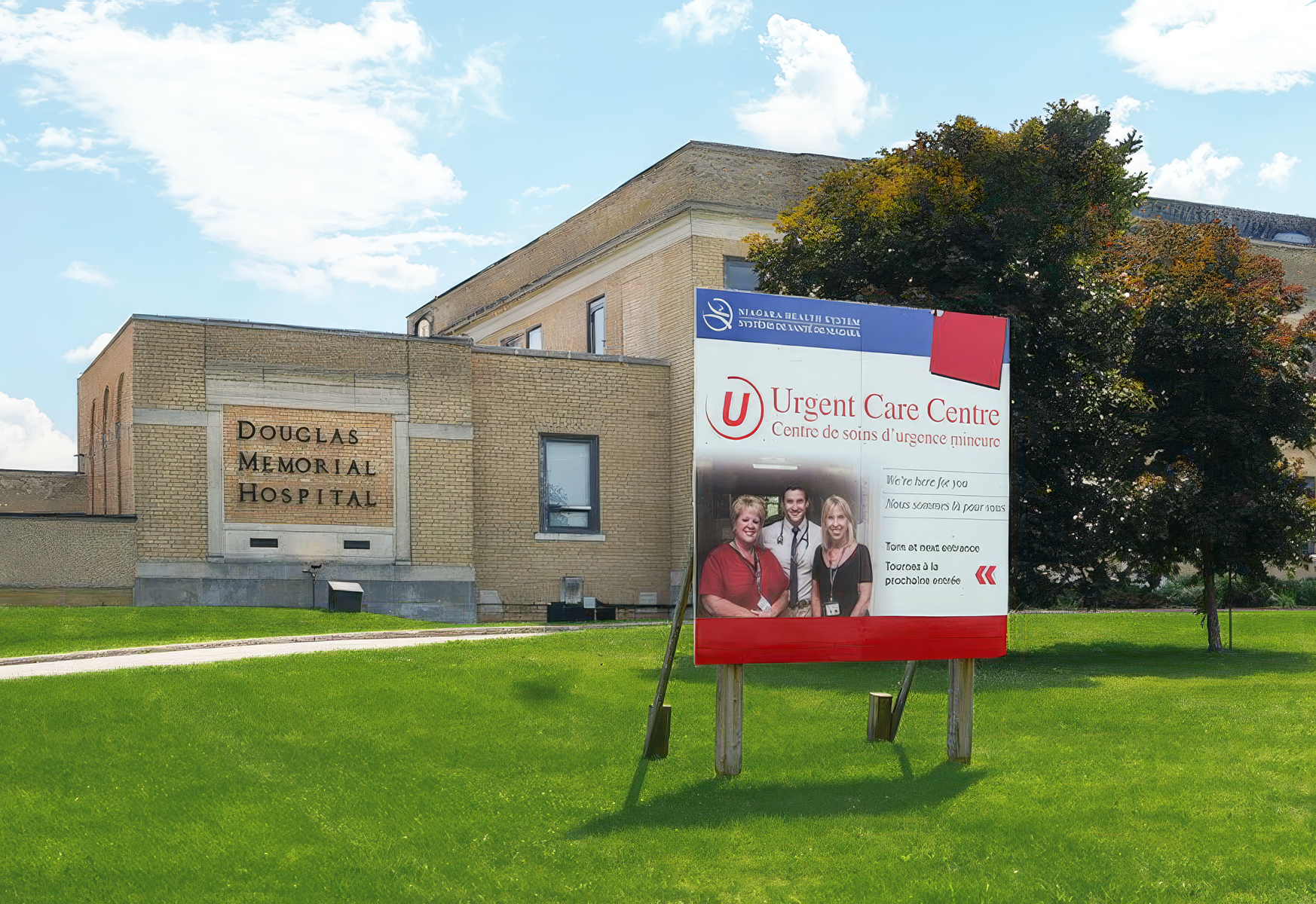 The Urgent Care Centre sign outside Douglas Memorial Hospital in Fort Erie