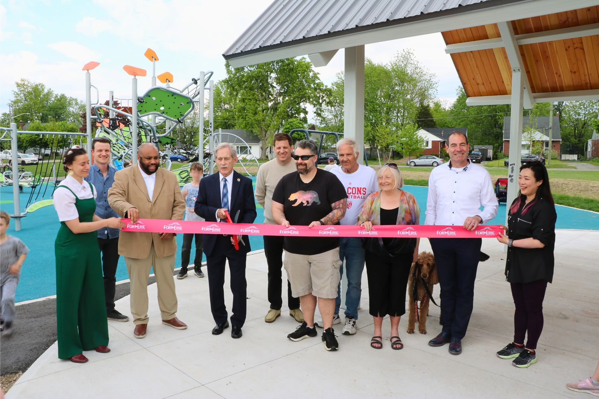Opening a rebuilt park in Fort Erie