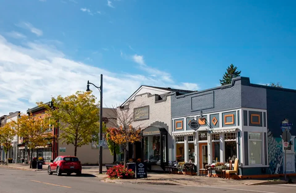 Historic storefronts on Ridge Road in Ridgeway