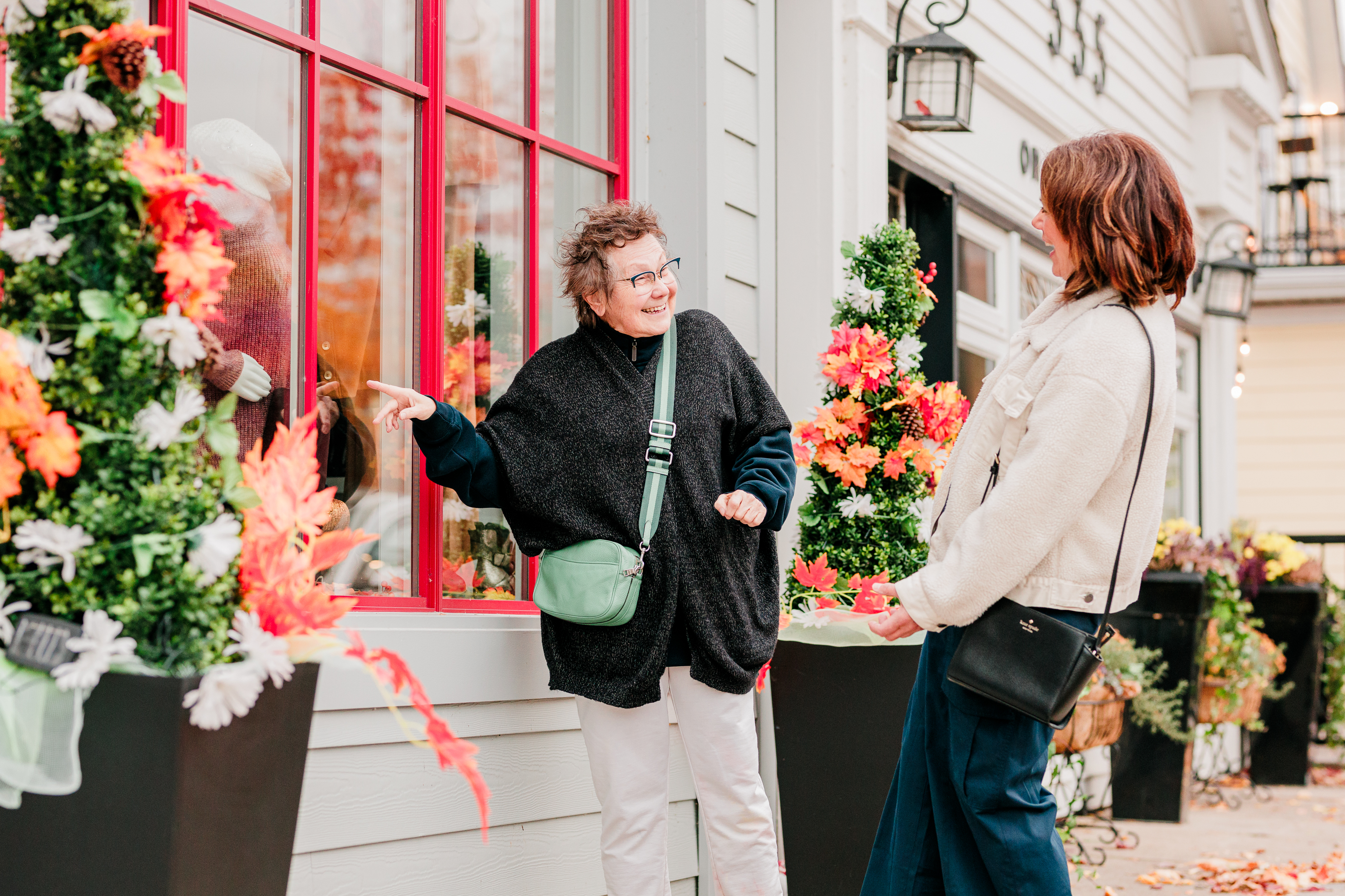 Two women shopping on the main street in Ridgeway